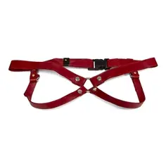 Arnês Artesanal Em Couro Vermelho 3 Cm/ L Lulú Lafem - PR2010385908