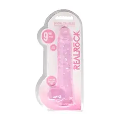 Dildo Realista com Testículos Crystal Clear 9 /23 Cm Rosa Realrock - PR2010366740 2