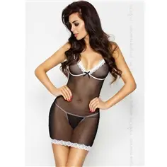 Camisa de Noite e Tanga Nanna Preto Passion - 40-42 L/XL - PR2010365168