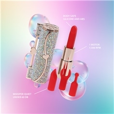 Vibrador com 4 Acessórios Sparkle Lipstick Iridescent Loveline - PR2010387888