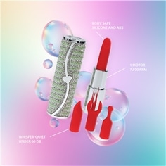 Vibrador com 4 Acessórios Candy Lipstick Verde Loveline - PR2010387902