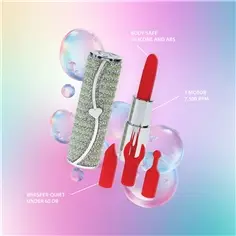 Vibrador com 4 Acessórios Candy Lipstick Verde Loveline - PR2010387902