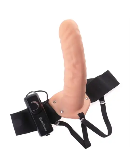 Strap-On Oco com Vibração 8'' Vibrating Hollow Fetish Fantasy Series Branco - #FF8080 - PR2010320955