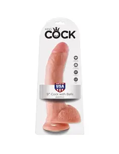 Dildo Realístico Com Testículos King Cock 9" Branco - Castanho - PR2010334468 2