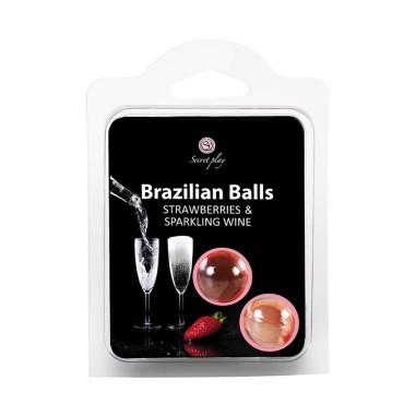 Bolas Lubrificantes Beijáveis Brazilian Balls Sabor a Morango Champanhe 2 X 4Gr #2 - PR2010344219
