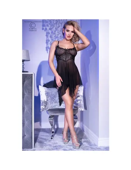 Camisa de Noite e Tanga Cr-4370 Preta - 36 S #6 - PR2010357761