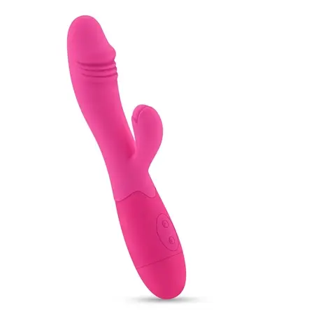 Vibrador Recarregável com Estimulador de Clitóris Blossoms Rosa Choque e Lubrificante À Base de Água Incluído Crushious - PR201